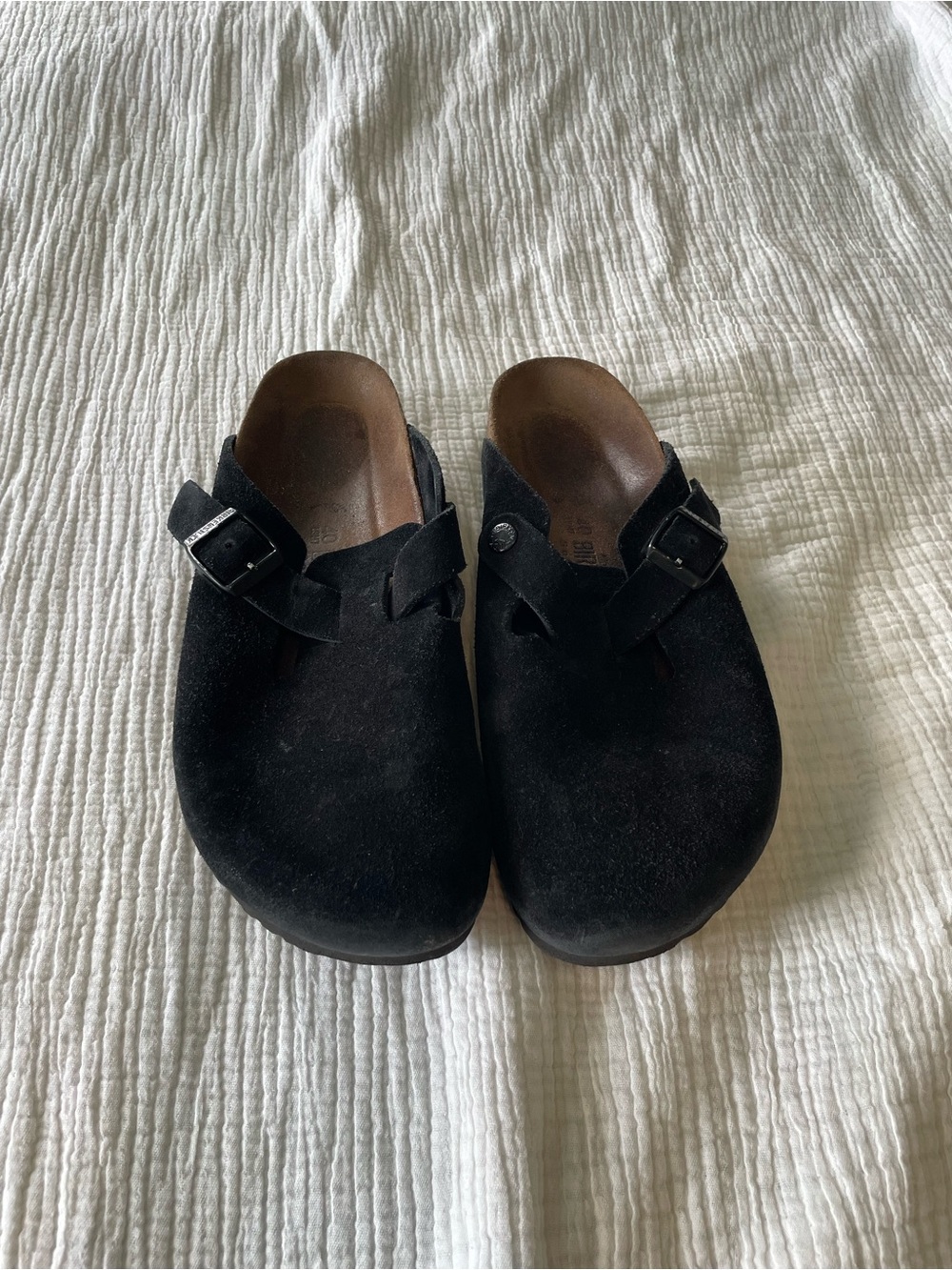 Birkenstock Black Suede Boston Clogs